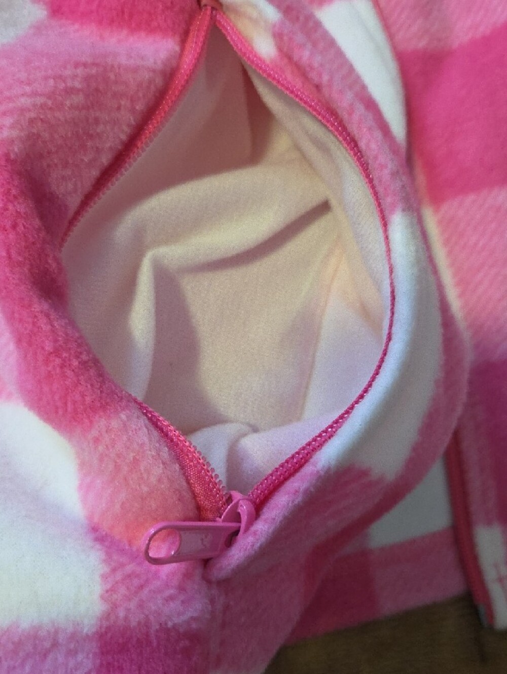 Size 14-16 Columbia Pink and White Check Fleece Zip Jacket - Picture 10 of 10